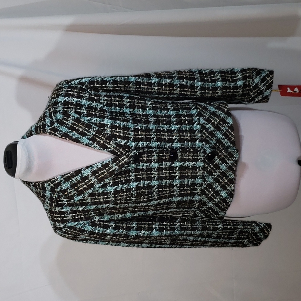 NWT Tapemeasure Blue Brown Houndstooth Plaid Tweed Blazer Suit Jacket Size 6